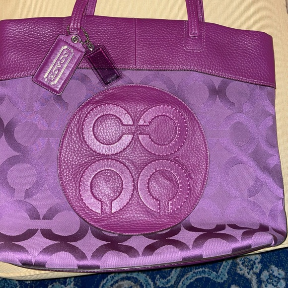 Coach Bags Coach Purple Signature Tote Poshmark